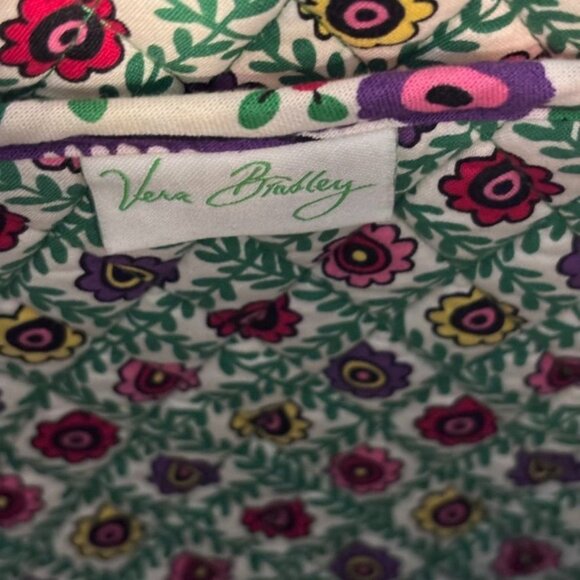 Viva La Vera Vera Multi Colored Floral Quilted Tote Zipper Closure & Pockets - Picture 6 of 6